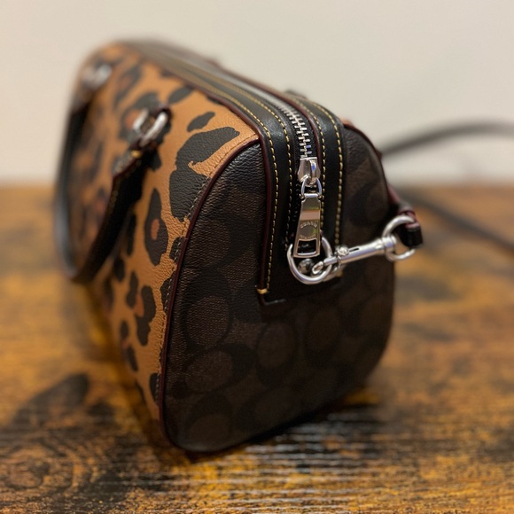 Coach, Rowan Satchel In Signature Canvas With Leopard Print - Picture 8 of 14